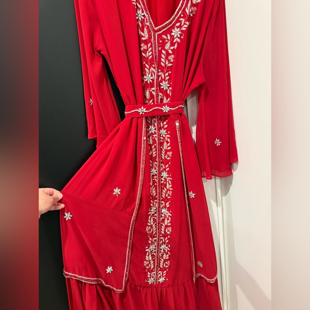 Elegant Red Embroidered Dress